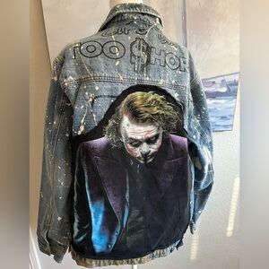 Custom Made “ Life Is Too Short” Graphic Denim Jacket with Joker